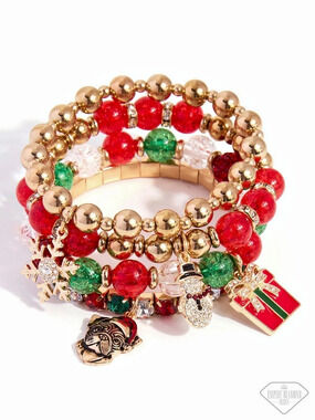 Holiday Gift Bracelet Stack Gold & Red